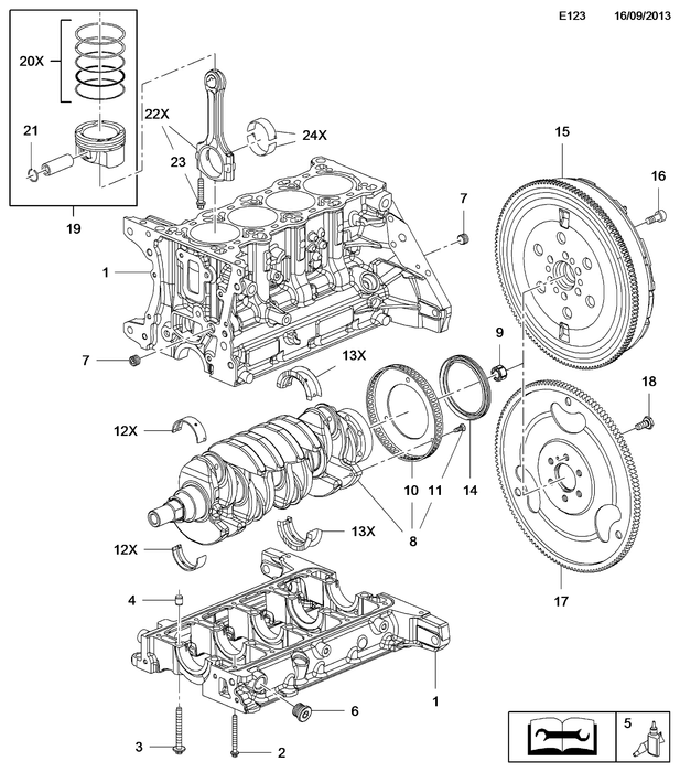 Vauxhall Astra Insignia Mokka Etc Main Crankshaft Bearing Guide Std New OE Part 90542533
