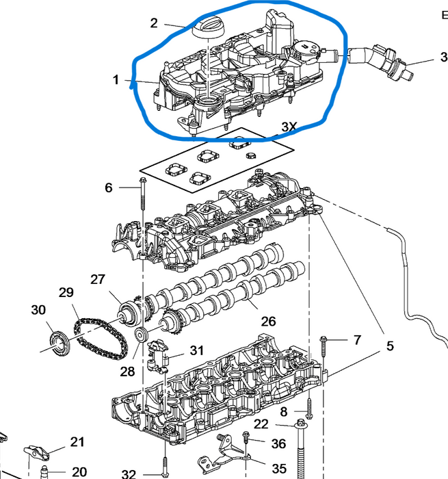 Vauxhall Crossland X 1.5 Diesel Upper Rocker Cover New OE Part 9827622780