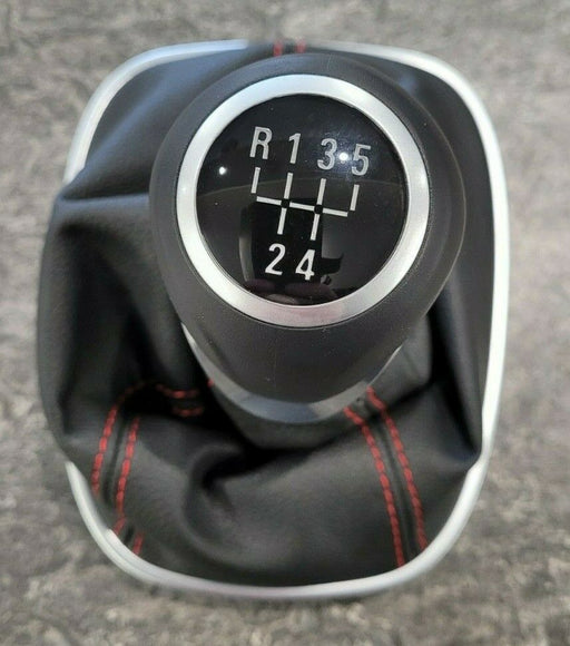 Vauxhall Corsa E 5 Speed Gear Knob & Gator With Red Stitching New OE Part 55496805